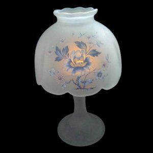 Frosted glass fairy light with blue flower decoration